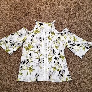 ALFANI Cold Shoulder Long Sleeve Blouse Womens Size Large